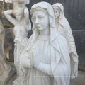 In stock hand carved stone white marble virgin mary statue for garden